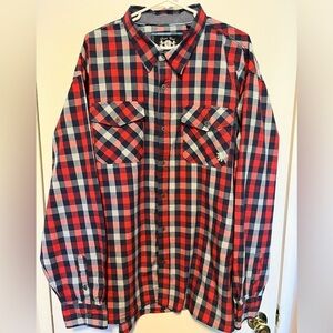 Lions Crest by English Laundry Mens Red and Blue Plaid Button Down Big and Tall